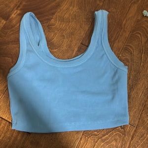 blue cropped tank top